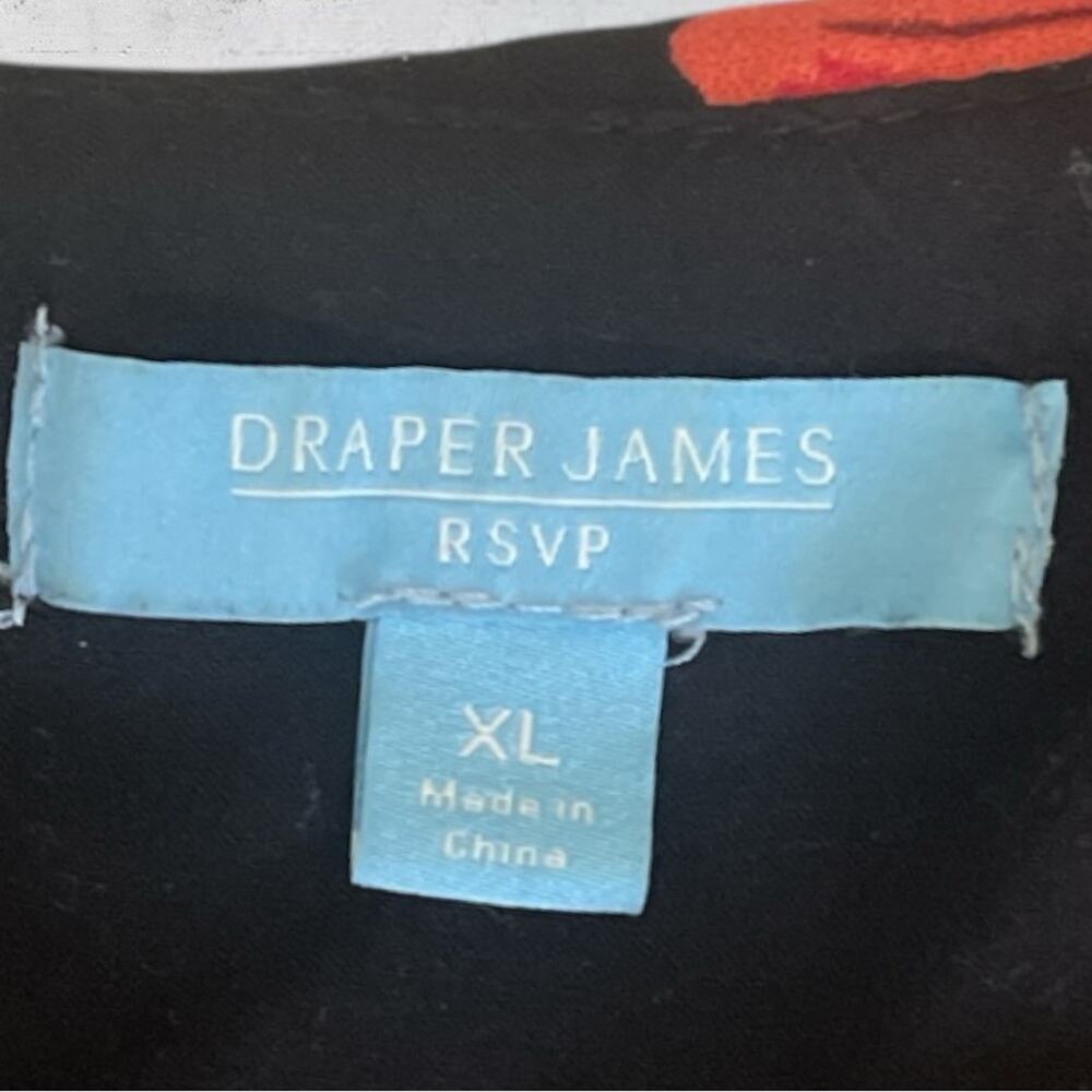 Draper James Black Floral Long Sleeve Ruffle Midi Wrap Dress Size XL Feminine - Picture 12 of 13